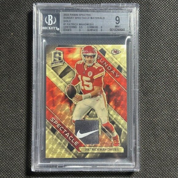2023 Spectra Patrick MAHOMES Gold Vinyl 1/1 Nike Patch Sunday Spectacles BGS 9 - Picture 1 of 4